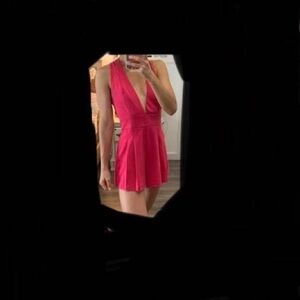 NBD Coral Plunge Neck Romper